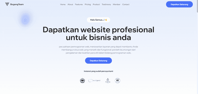 Bogeng Company Landing Page